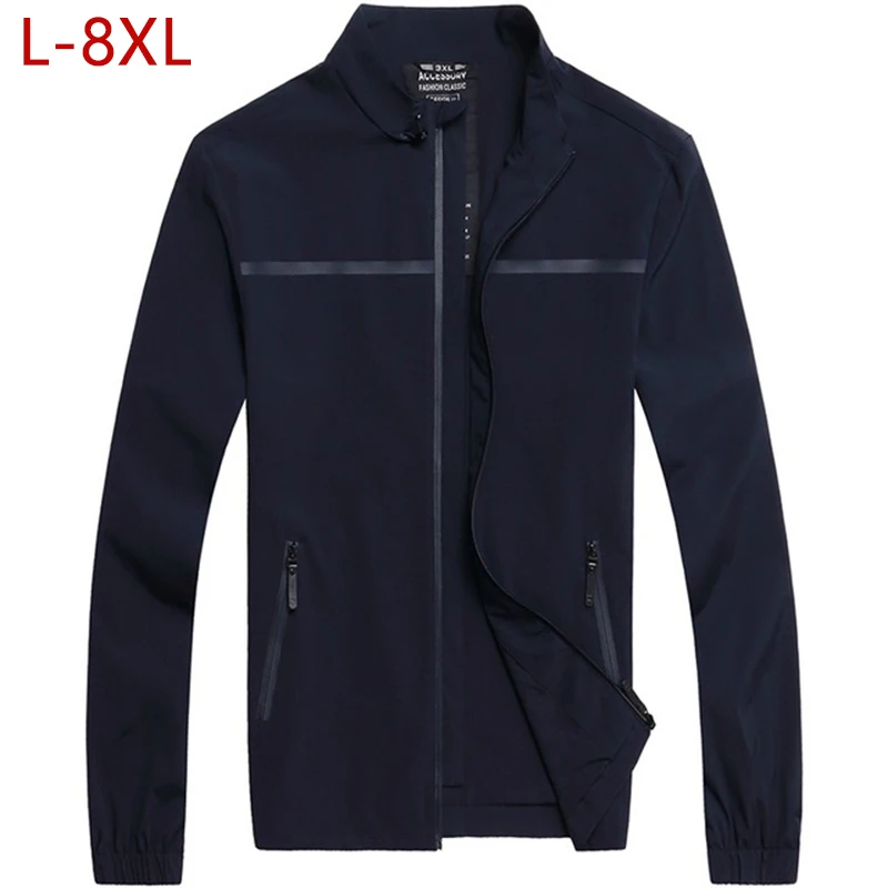L 8XL Thin Spring Jackets Men Stand Collar Cotton Soft Shell Windproof