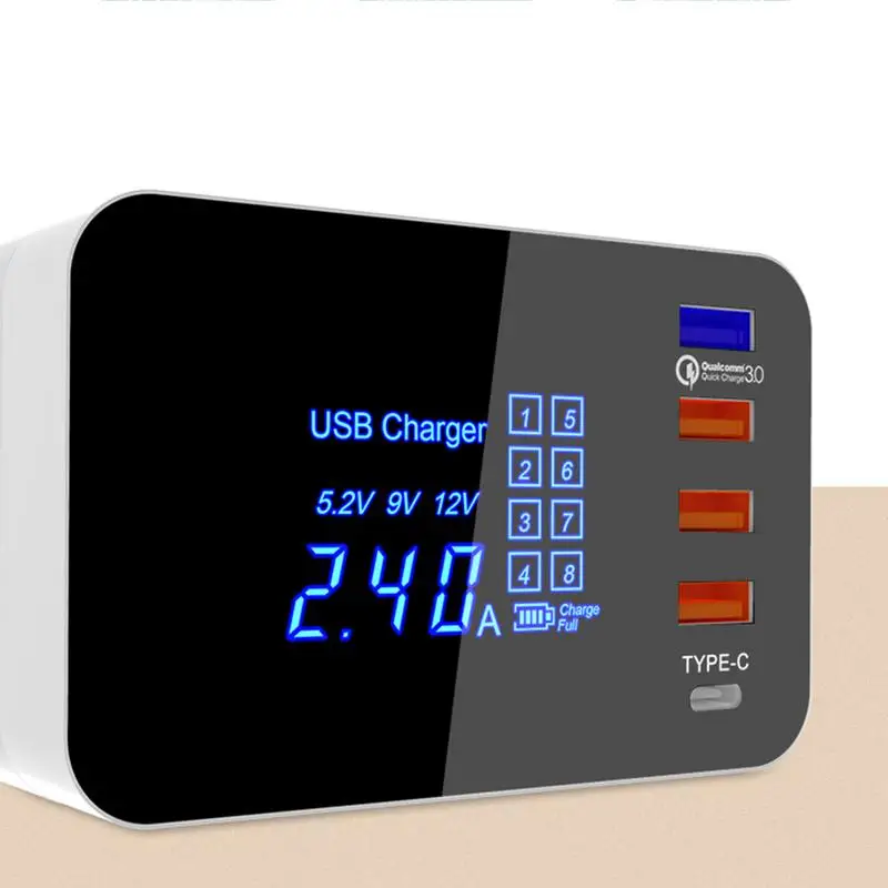 QC3.0 10W Тип C QI Беспроводное быстрое зарядное устройство портативное 4 порта