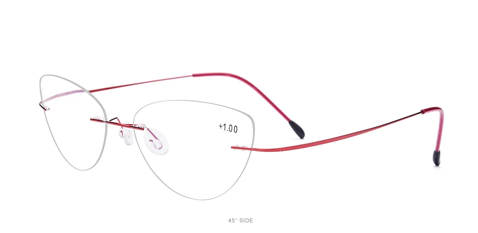 Без оправы, очки для чтения, оправа, титановая, для женщин,, ультралегкий, кошачий глаз, дальнозоркость, дальнозоркость, бескаркасные+ 1,0+ 1,5+ 2,0+ 2,5