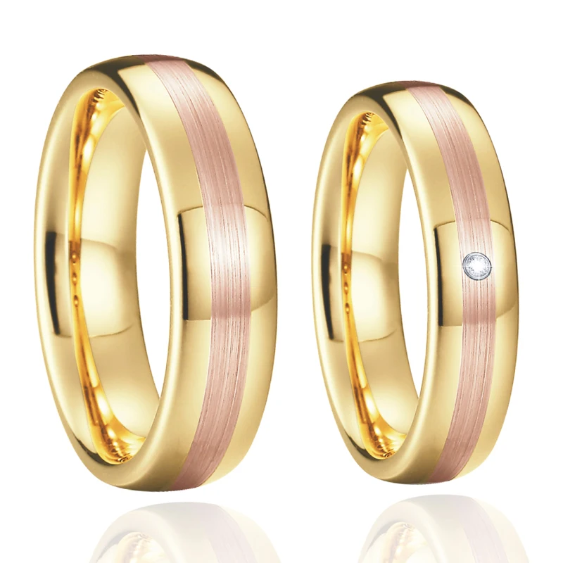 Unique Wedding Rings Tungsten Jewelry Rose Gold Color anillos anel bague bijoux femme Engagement couple rings for women