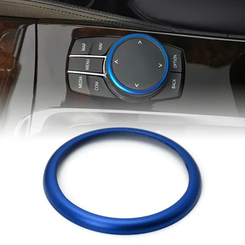 

1pc Aluminum Alloy Blue Center Console Ring Decorative Multimedia Controller Trim For BMW F22 F30 F32 F10 F06 F01 F25 F26 F15 F1