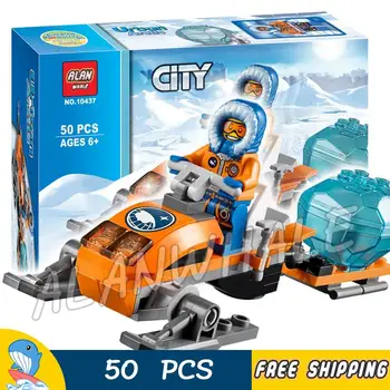 

50pcs City Arctic Snowmobile Figures New Base Camp 10437 Model Building Blocks Children sets kids kits Compatible With Lago