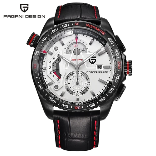 Дизайн PAGANI, спортивные часы с хронографом, японский механизм, чехол из нержавеющей стали, водонепроницаемые кварцевые часы, Relogio Masculino - Цвет: black white B