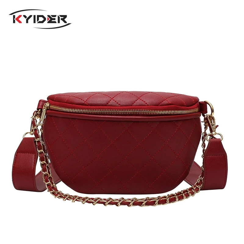 

2019 New Bags for Women Pack Waist Bag Women Round Belt Bag Luxury Brand Leather Chest Handbag Red New Fashion High Quality