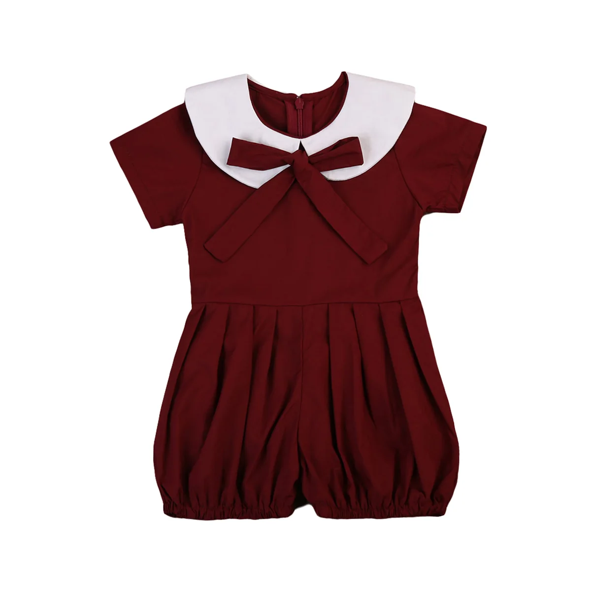 Toddler School Girl Jumper Clothes Romper Wine Red Uniform Kids Girls