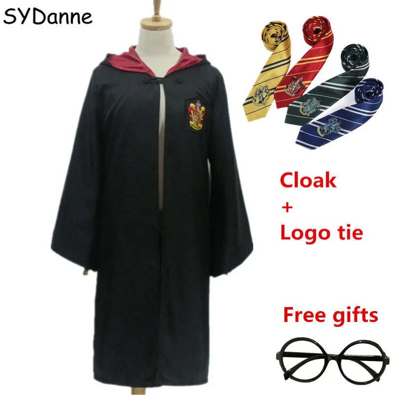 

SYDanne Hermione Robes Cloak Tie Cosplay Costumes Gryffindor Ravenclaw Slytherin Mantle Hufflepuff Capes Men Women Kids Tie