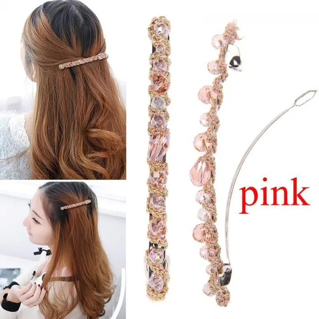 IMucci 1 шт. женский элегантный блестящий головной убор с кристаллами 6 цветов эластичная заколка для волос - Окраска металла: Pink