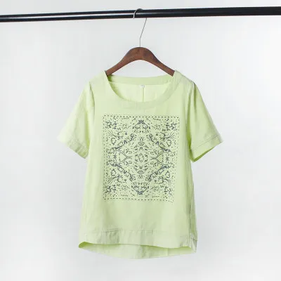 Весенне-летняя футболка с принтом в Корейском стиле большого размера с короткими рукавами из бамбукового хлопка футболки для беременных - Цвет: Зеленый