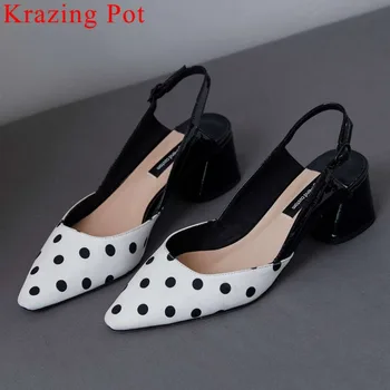 

2020 new arrival pretty girl chunky med heels slip on classic square toe genuine leather mixed colors slingback summer pumps L06