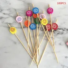 100 шт леденец еда палочки Десерт буфет вилка для фруктового салата торт Маффин вечерние растительные палочки коктейль зубочистки торт знак