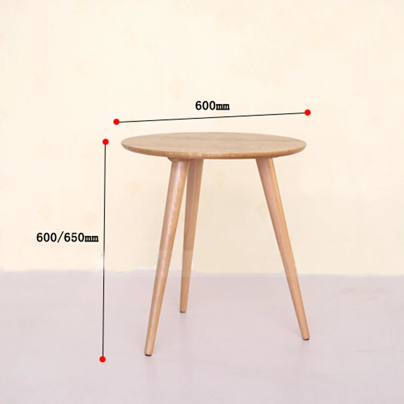 60 CM Round White Oak Wooden Table Coffee Table