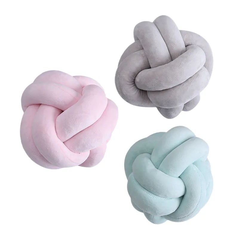 Plush Knot Ball Throw Sofa Cushion Handmade Decorative Pillow Kids Room Decoration Lumber Stuffed Toy