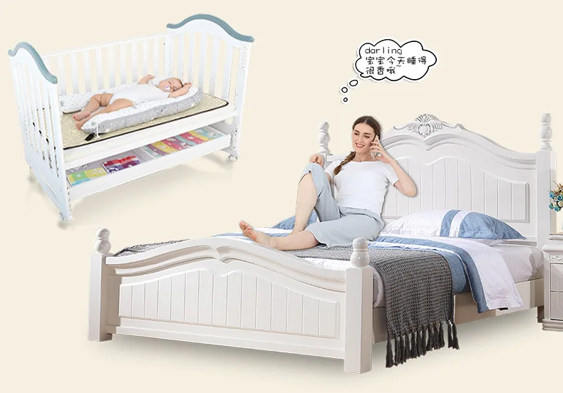 Bobilong детская кровать с вышивкой большая кровать детские качели сосновые кроватки 120 см длина многофункциональный с ящиком