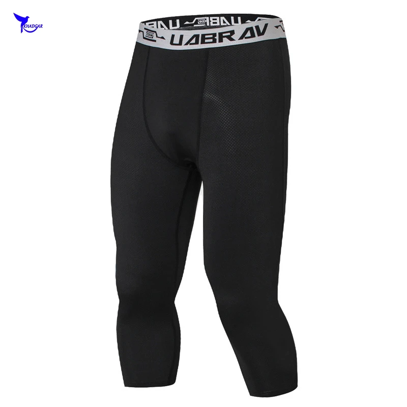 

NEW Summer Compression Capri Running Pants Men Gym Fitness Cropped Jogging Leggings Stretch Quick Dry Crossfit Sportswear Tights