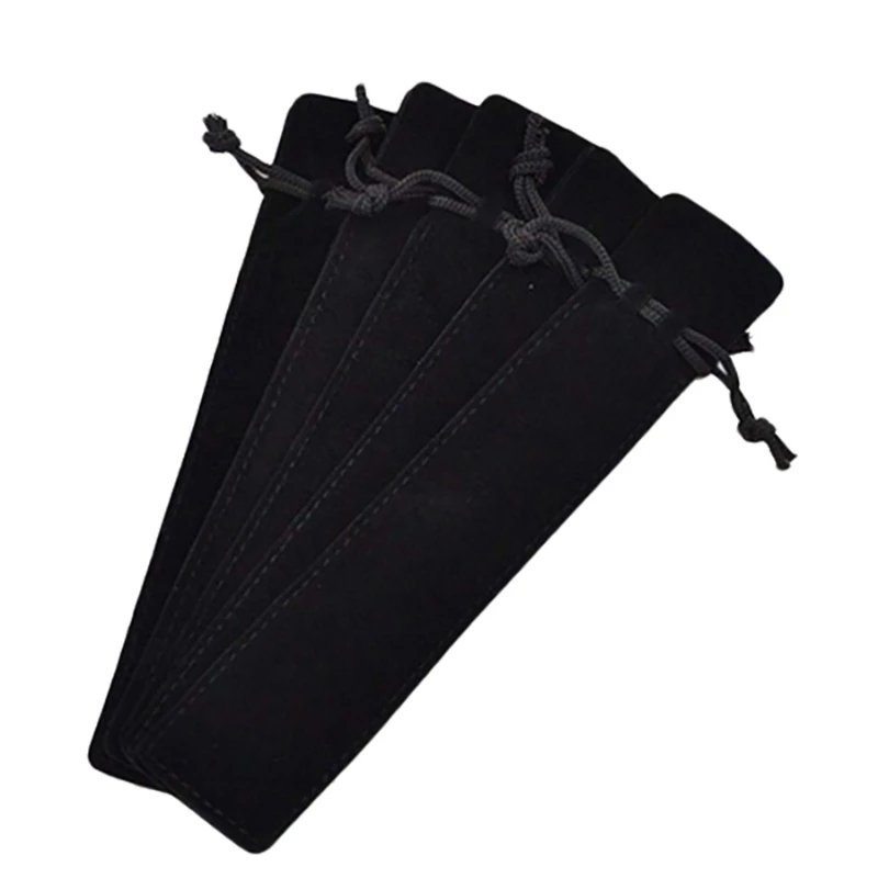 

50 Pcs Black Velvet Pen Pouch Sleeve Holder Single Pen Bag Case Pencil Bag