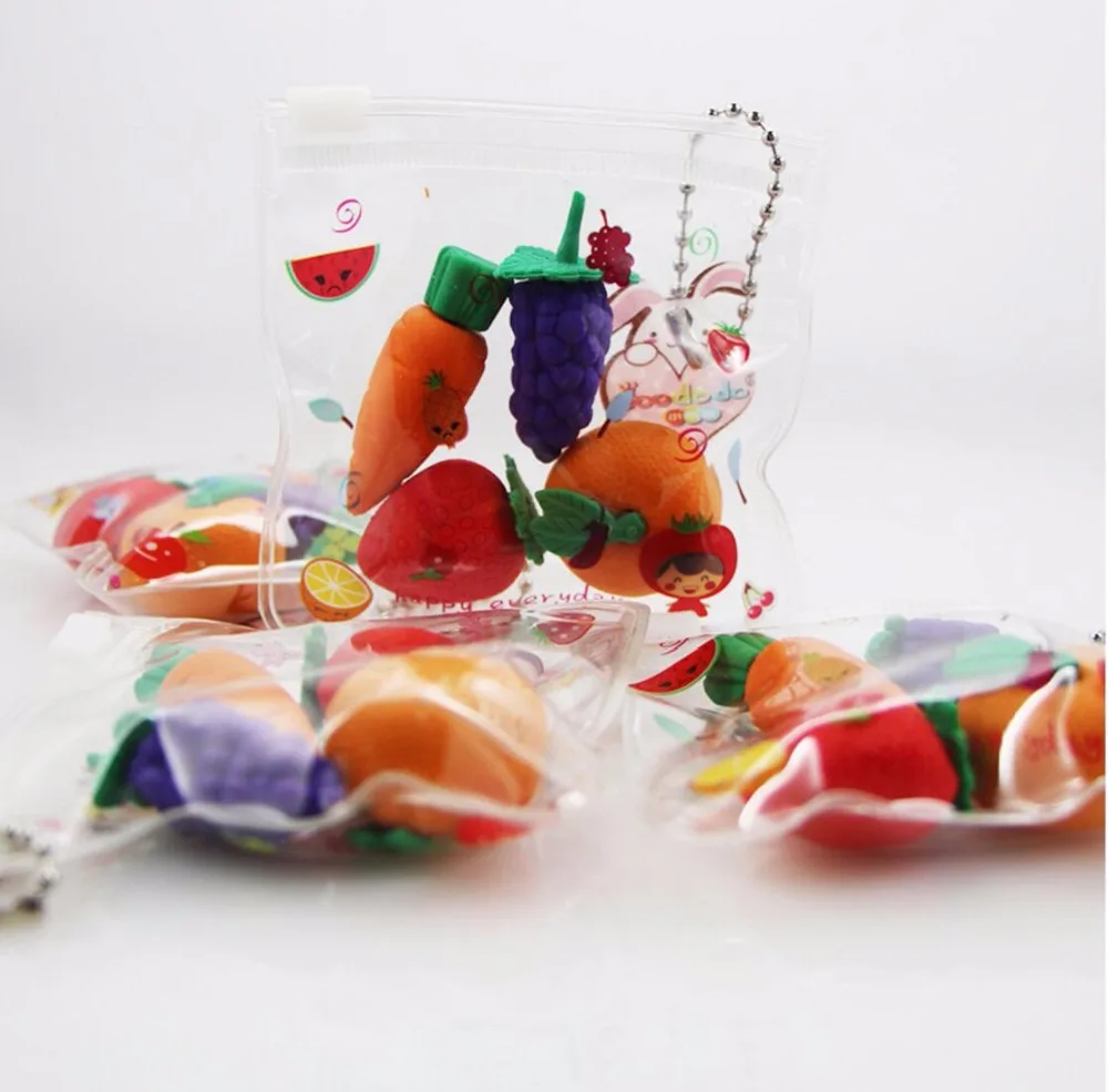 4Pcs Cute Eraser Fruit And Vegetable Series Cartoon Rubber Stationery