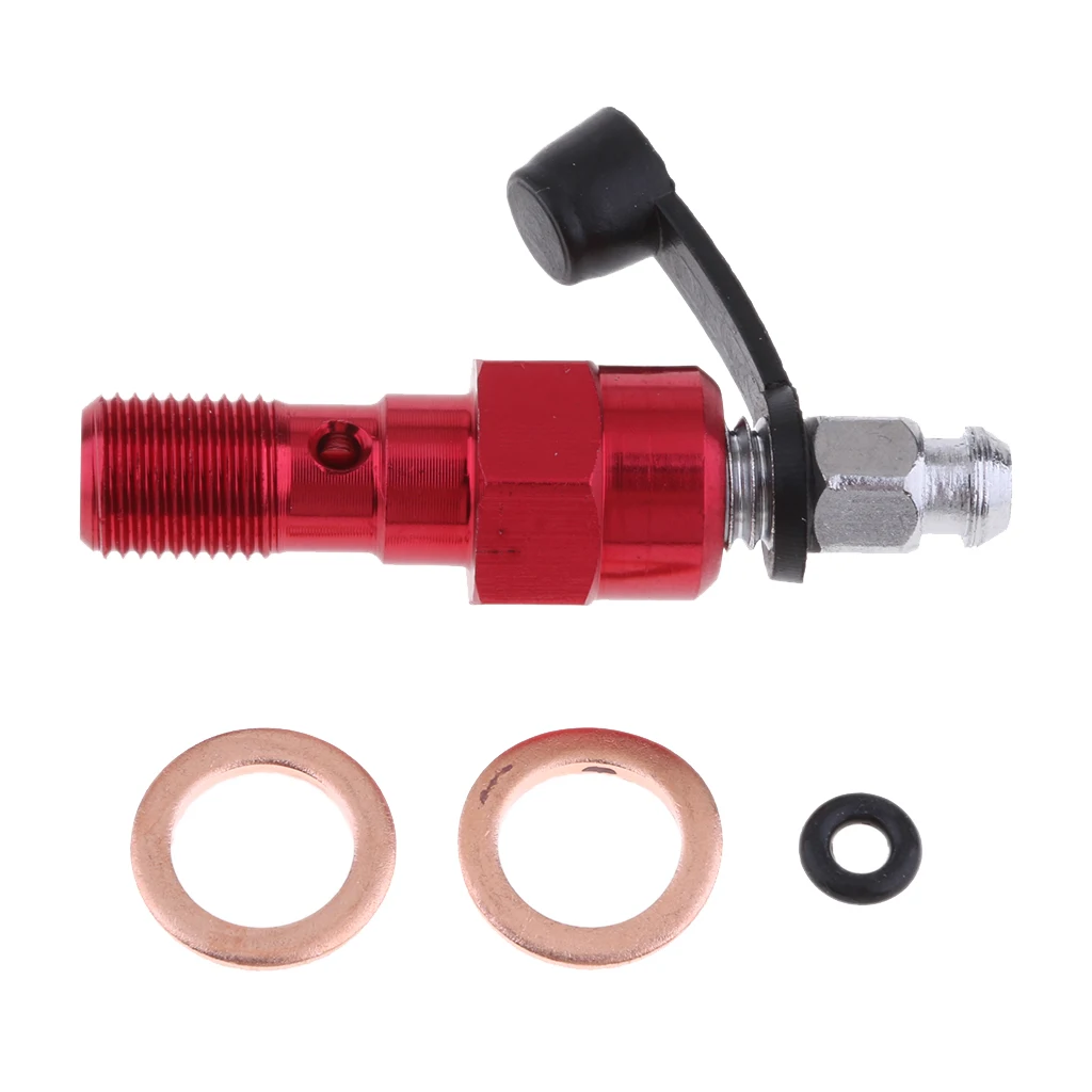 Universal M10 Single Banjo Bolt Thread Bleeder Nipple Washers 1.0mm Red