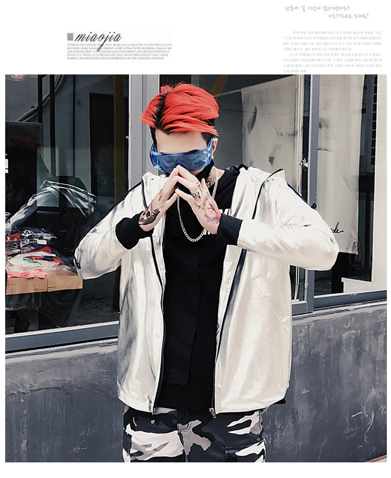 Korean Hip Hop Jacket Man 2018 Hood Windbreaker   (12)