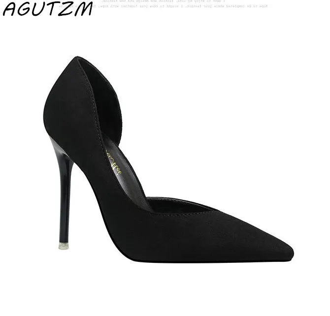 

AGUTZM Women Flock Heel Pump Flock Wedding Shoes Basic Side sexy Slip On High Thin Heels 11CM Femme Fashion Sexy Pumps