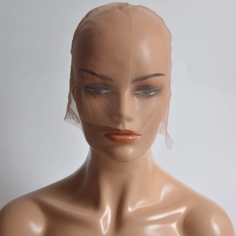 S/M/L Brown/Beige Full Lace Wig Cap For Making Wig Strong Swiss Lace Cap With Guide Line Sewn in For The Hairline