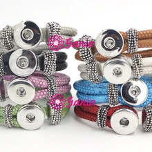 10 шт./партия,, 5 цветов, браслеты из искусственной кожи, DIY Сменные 18 мм браслеты с застежкой на пуговицы, ювелирные изделия Bijoux Pulsera