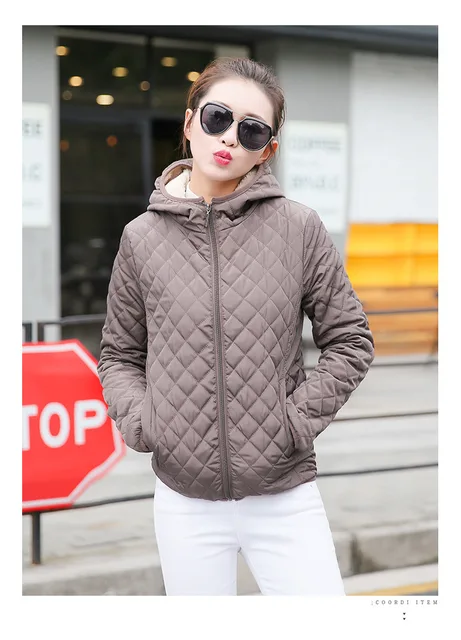 Autumn 2018 New Parkas basic jackets Female Women Winter plus velvet lamb hooded Coats Cotton Winter Jacket Womens Outwear coat -