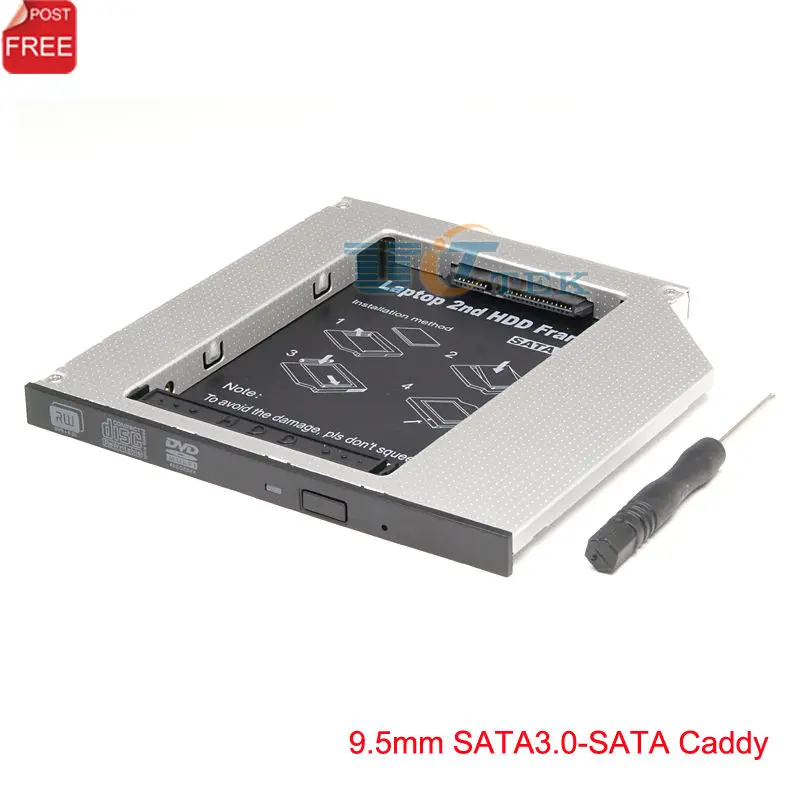 Универсальный 2-й HDD Caddy 9,5 мм SATA 3,0 тонкий SATA III Жесткий диск Optibay адаптер для ноутбука CD DVD Оптический привод отсек