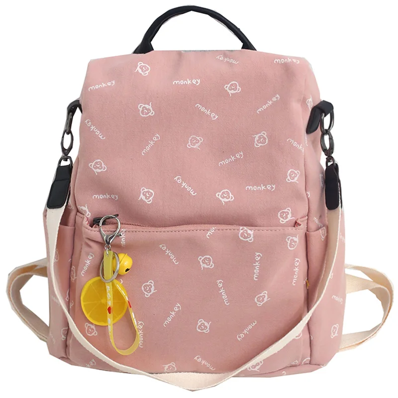 Маленький милый рюкзак с принтом Модные женские школьные сумки для девочек-подростков рюкзаки Kawaii из хлопчатобумажной ткани Женская Студенческая сумка на плечо - Цвет: pink