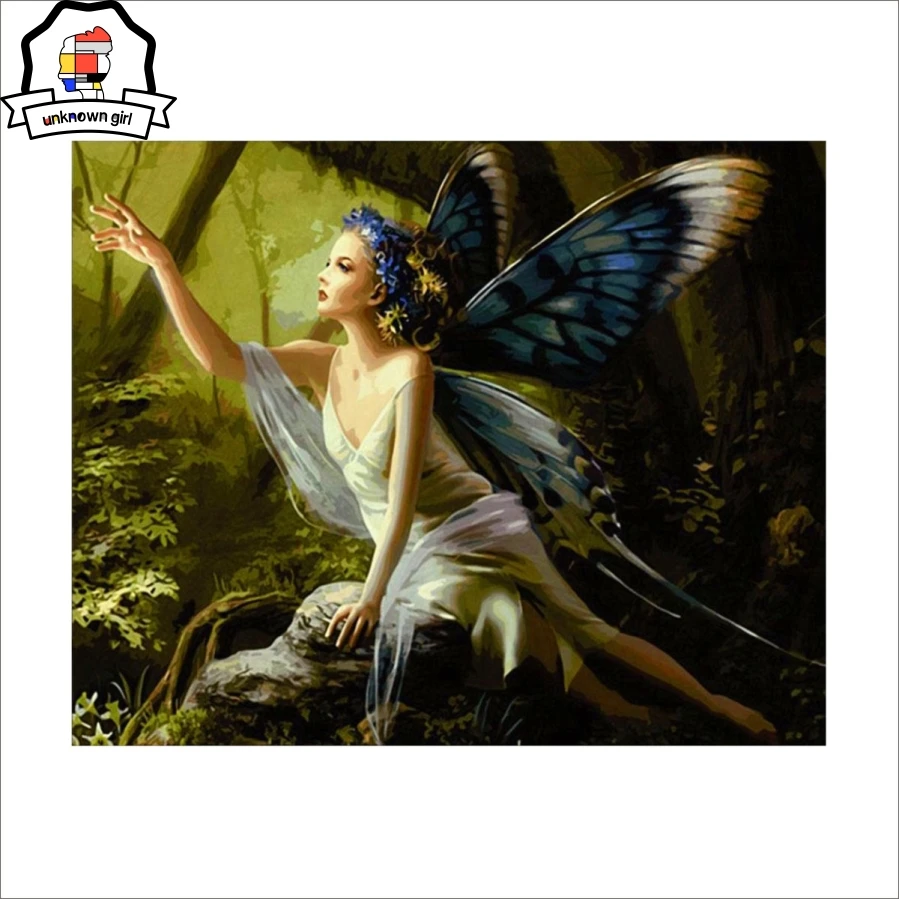 

painting by numbers with frame abstract Butterfly girl painting calligraphy diy oil pictures by number canvas painting SOWER