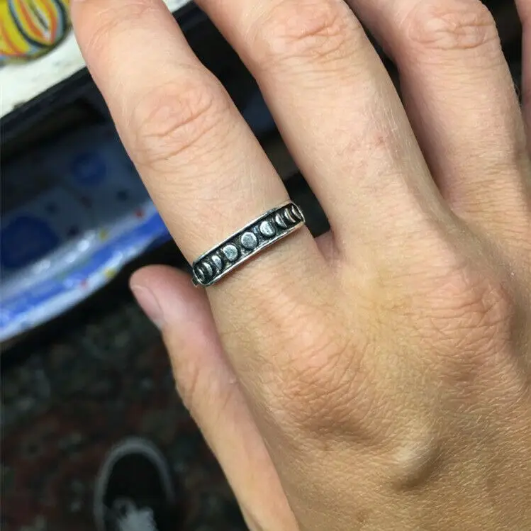 Винтажные серебряные кольца с фазой Луны Изысканные кольца с фазой Луны обручальные ювелирные изделия