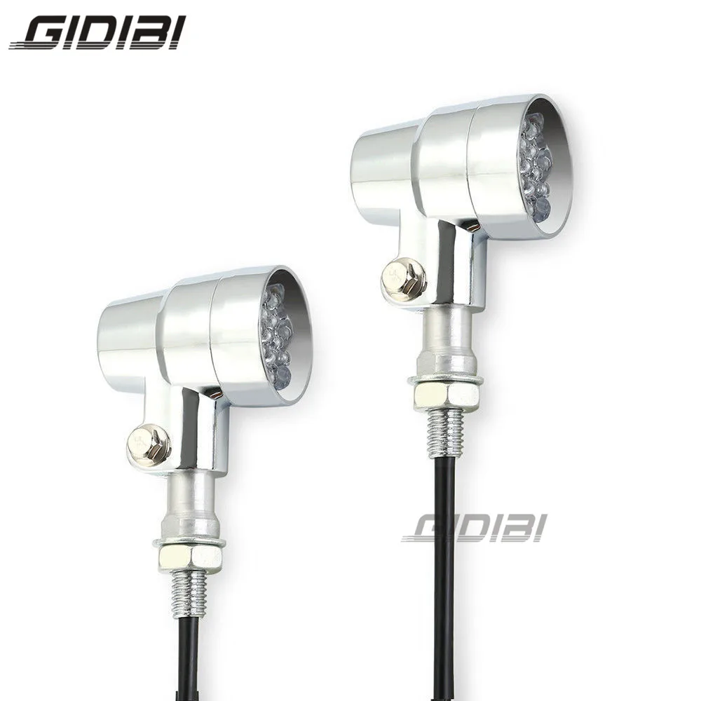 

Chrome 15 LED Turn Signals Tail Brake Light Turn Signals Light With 10mm Thread For Harley Cruiser Chopper Custom Bike Touring
