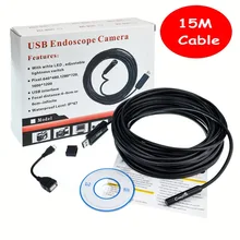 15 М Кабель 10 мм Мини Цифровой USB Эндоскопа Инспекционной 480 P Камеры 4 СВЕТОДИОДНЫХ Бороскоп для Android Windows IP67 водонепроницаемый Принять Vedio