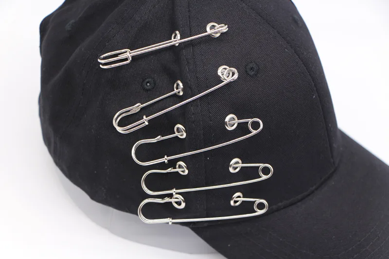 BBS083 панк стильные бейсболки с металлической булавкой женские хип хоп Snapback шляпы повседневные хлопковые изогнутые солнцезащитные шапки с кольцом