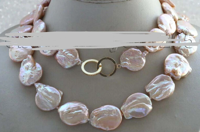 

Jewelr 004284 33" Genuine Natural Pink Reborn Keshi Pearl Necklace 14KGP