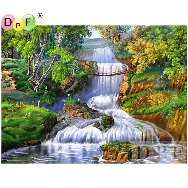 

DPF Diamond Mosaic Embroidery Mountain river Diamond Painting Cross Stitch full square rhineston Sets Unfinished Decor picture