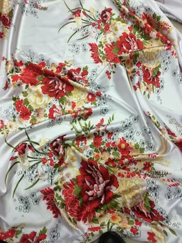 

High grade luxury inkjet positioning printing pure silk fabric with spandex for spring/summer dress