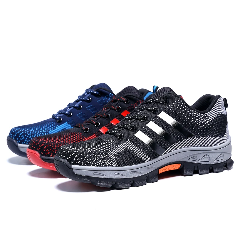 

men fashion breathable mesh large size steel toe caps work safety shoes platform tooling security boots protective footwear male