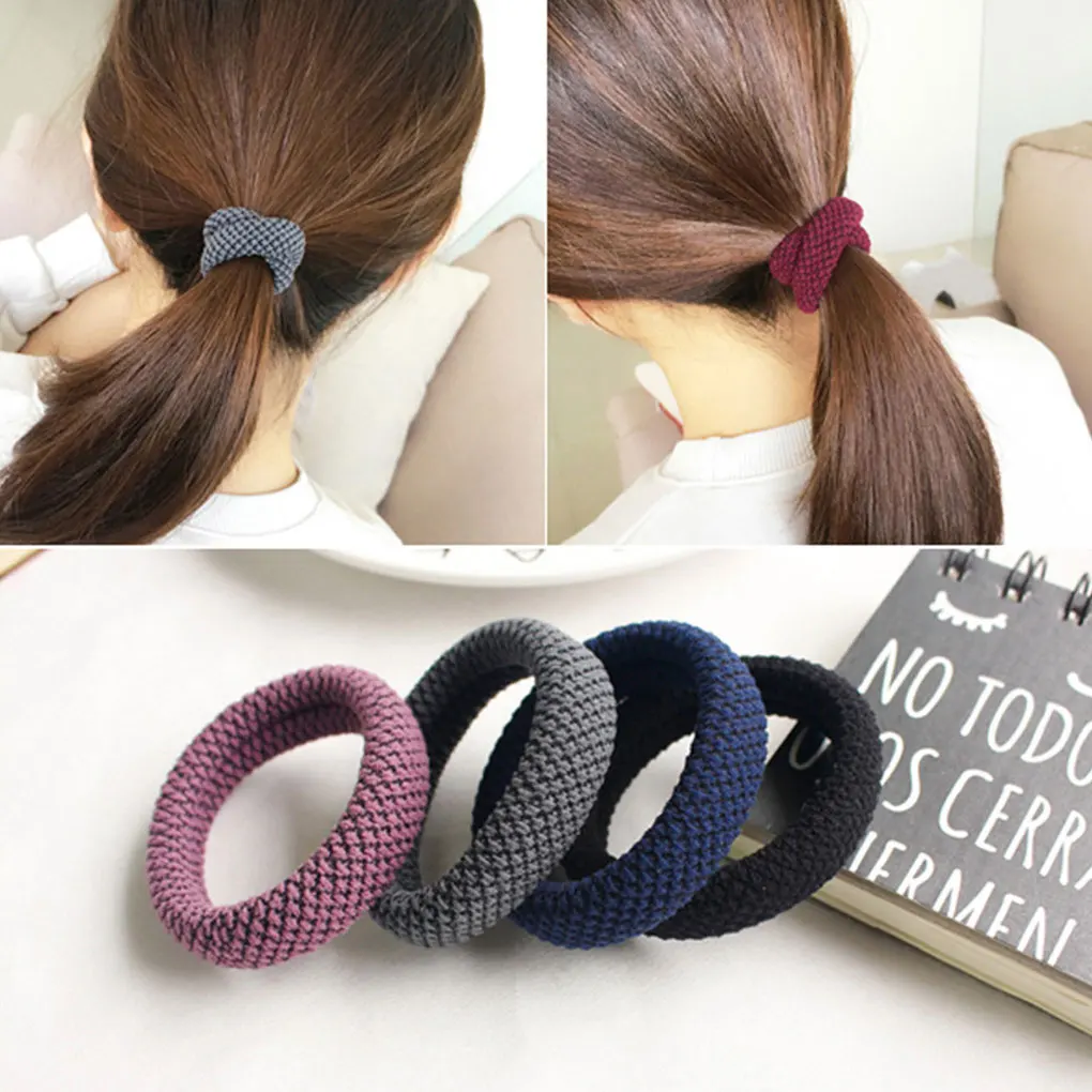 

5Pcs/set Women Girls Thick Wide Hair Rope Thickened Seamless Hair Ring Tie Band Loop Head Accessories Mixed Color