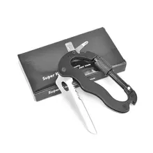 Инструмент для выживания, кемпинга, альпинизма, EDC, 5 в 1, нож, отвертка, алюминиевый карабин, крюк, снаряжение, многофункциональный инструмент, пряжка, рок-замок