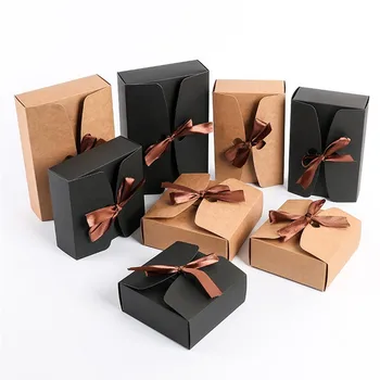 

Kraft boxes with ribbon,wedding favor boxes,baby shower favor boxes,party gift boxes 30pcs/lot