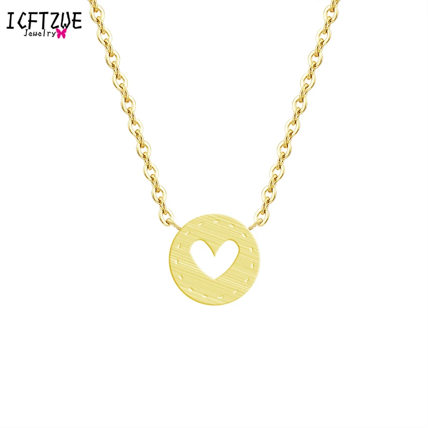

Gold Chain Silver Button Heart Womens Necklaces Jewelry Gargantilha Choker Charm Pendants Stainless Steel Friend Bridesmaid Gift