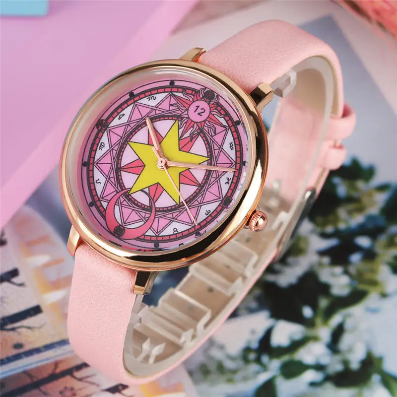 Кварцевые женские наручные часы Sailor Moon серии премиум стальной сетчатый ремешок с кожаным ремешком женские часы с пентаграммой reloj de mujer