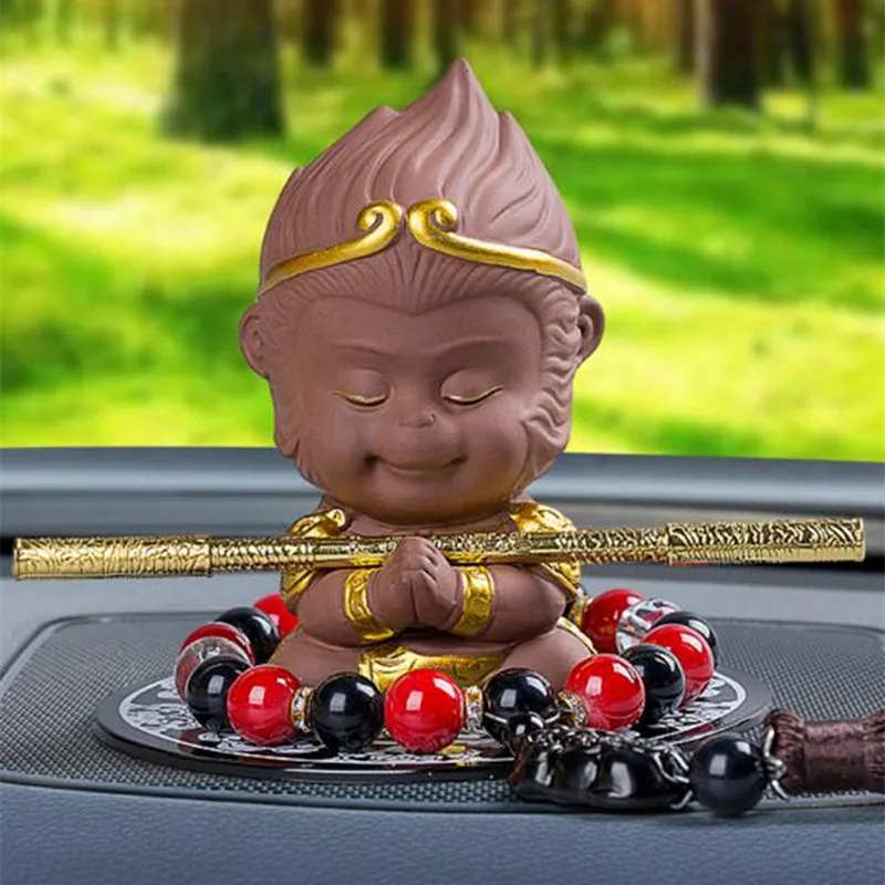  Car Decoration Monkey King Doll Cute Decorative Car Dashboard Sun Wukong Gold Hoop Stick Ornaments 
