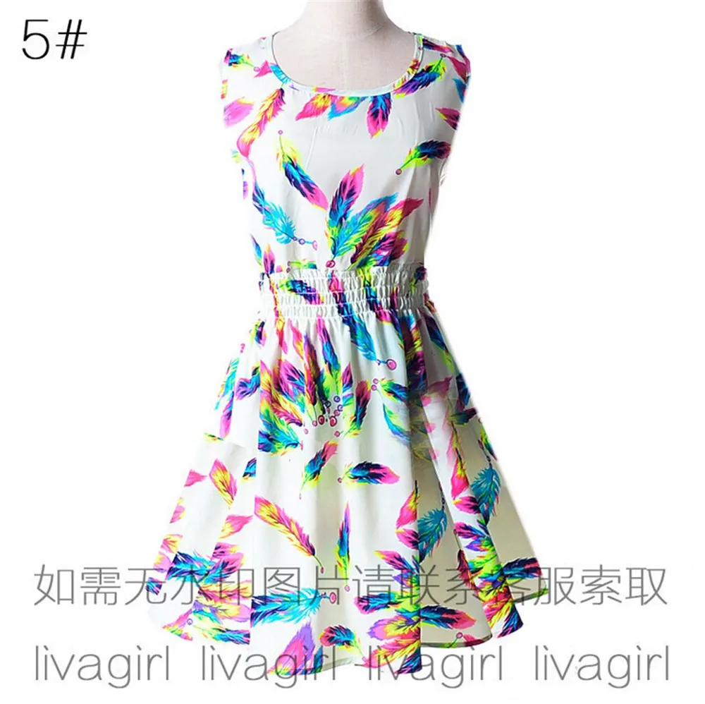 Summer Style Women Dress Casual Mini O-Neck Sleeveless Short A Line Dress Printed Party Evening 2015 Plus Size Elegant Dress  (17)