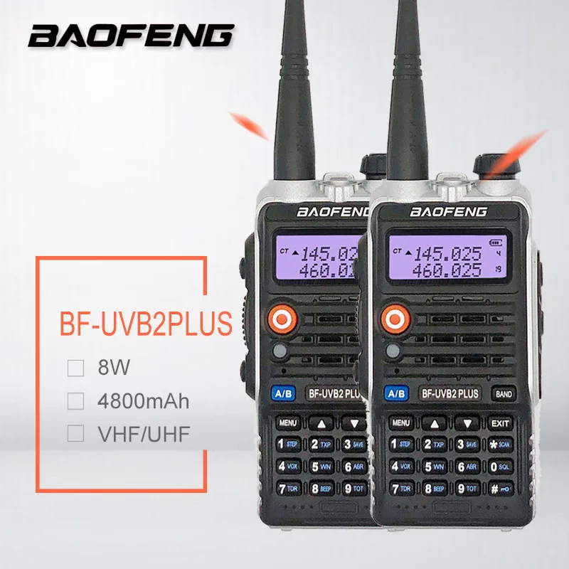 8 Вт Мощный BAOFENG UV B2 PLUS портативная рация 4800 мАч УВЧ УКВ любительский CB радиосканер