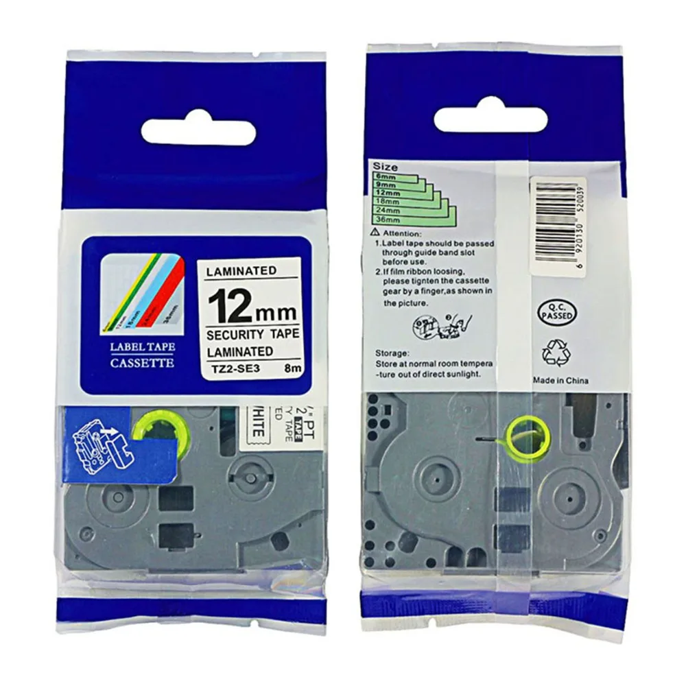 Brother tz laminated security tape 12mm Black on White se3 TZe SE3 TZ SE3 tz se3in Printer