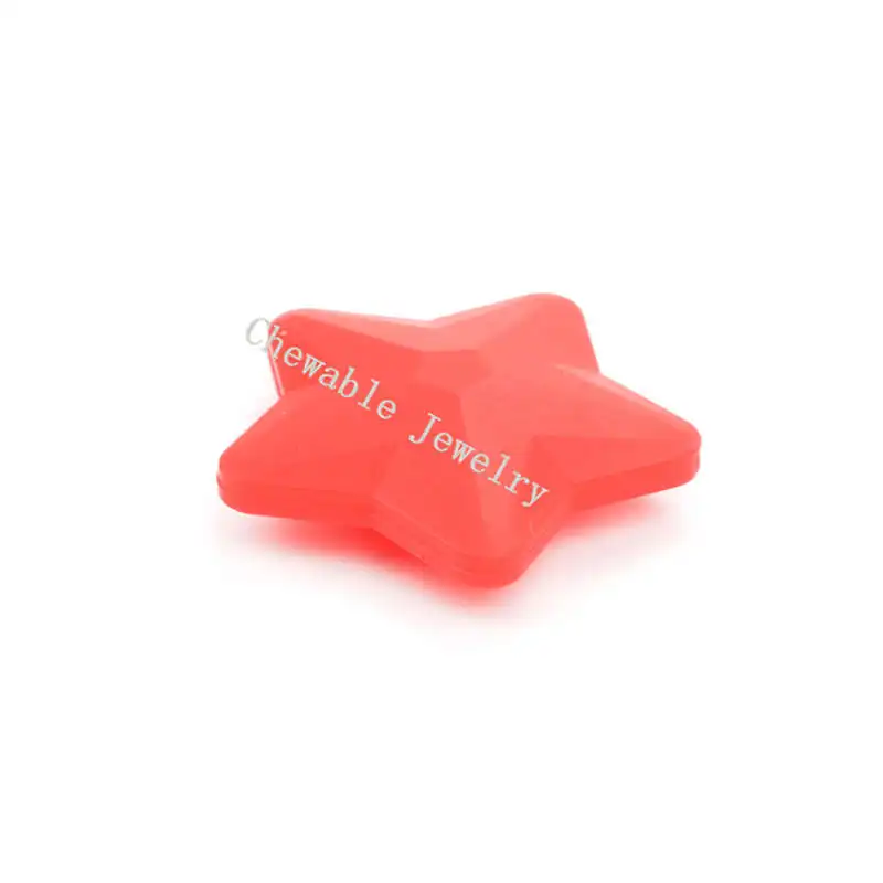 Новые Модные ювелирные изделия высшего качества звезда(45 мм) свободные бусины для пищевого силикона прорезиненное Силиконовое ожерелье для прорезывания зубов свободные бусины - Цвет: scarlet red