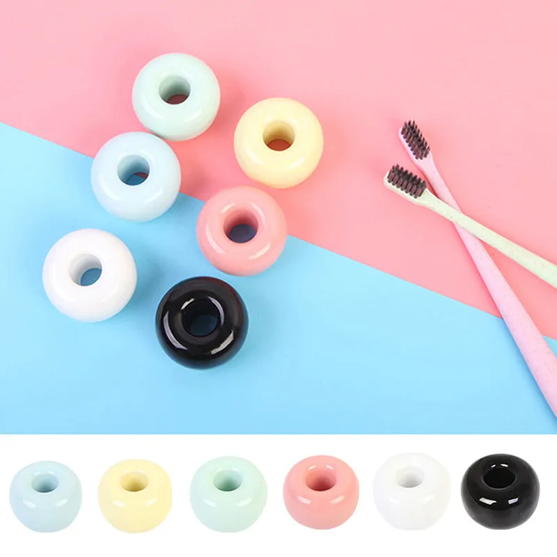 Cute Solid Toothbrush Holder Bathroom Accessories Set Ceramic Base
