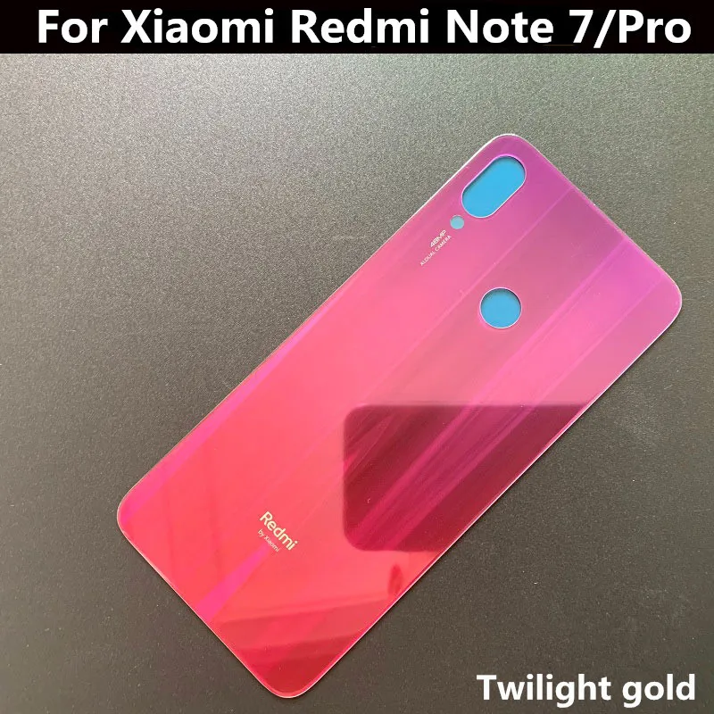 Стеклянная крышка батареи чехол запасные части для Xiaomi Redmi Note 7/Pro батарея задняя панель Крышка корпуса телефона - Цвет: Twilight Gold