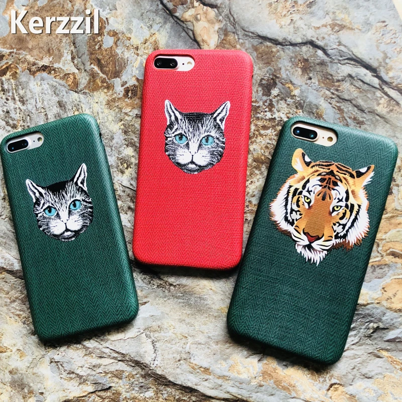 Kerzzil Симпатичные животные кошка и тигр телефон чехлы для iPhone X XSMAX 8 7 6 из мягкой
